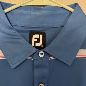 FootJoy Blue Polo Shirt with White and Pink Accents